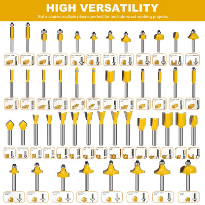 Yueqing Zhongji 100-Piece Router Bit Set 1/4" Shank 100Pcs Expert Router Bit Kit. Tungsten Carbide Router Bits for Woodworking 1/4 Router bit Set - WoodArtSupply