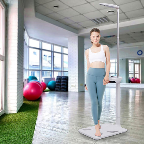 Professional Digital Physicians Scale 440lbs/200kg Capacity Digital Medical Scale for Body Weight and Height Scale Range 80-195CM BMI Body Fat JAYEUW