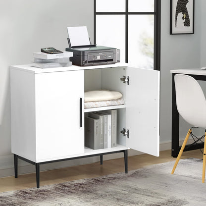 KFO Storage Cabinet with Doors, White Accent Cabinet, Modern Free Standing Cabinet, Sideboard with Metal Base for Bedroom, Living Room, Kitchen and - WoodArtSupply