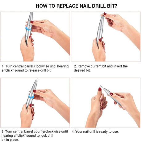 MelodySusie Professional Rechargeable 30000 rpm Nail Drill, Portable Electric E File Scamander, Acrylic Gel Grinder Tools with 6 Bits and Sanding MelodySusie