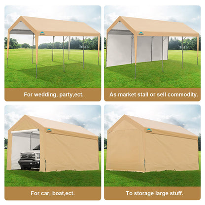 ADVANCE OUTDOOR Upgraded 10x20 ft Heavy Duty Steel Carport with Adjustable Height from 9.5 to 11 ft, Car Canopy Garage Party Tent Storage Shed Boat