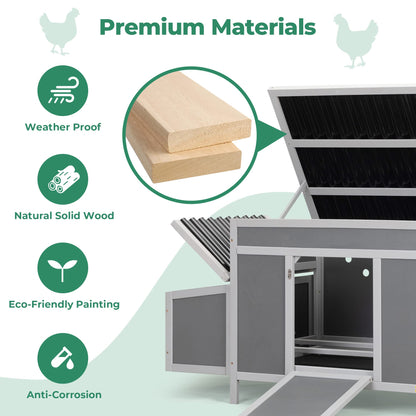 COZIWOW Durable Assembled Wooden 59" L Outdoor Large Chicken Coop with Two Nesting Boxes, Comfortable Hen House, Indoor Weatherproof Rabbit Hutch - WoodArtSupply