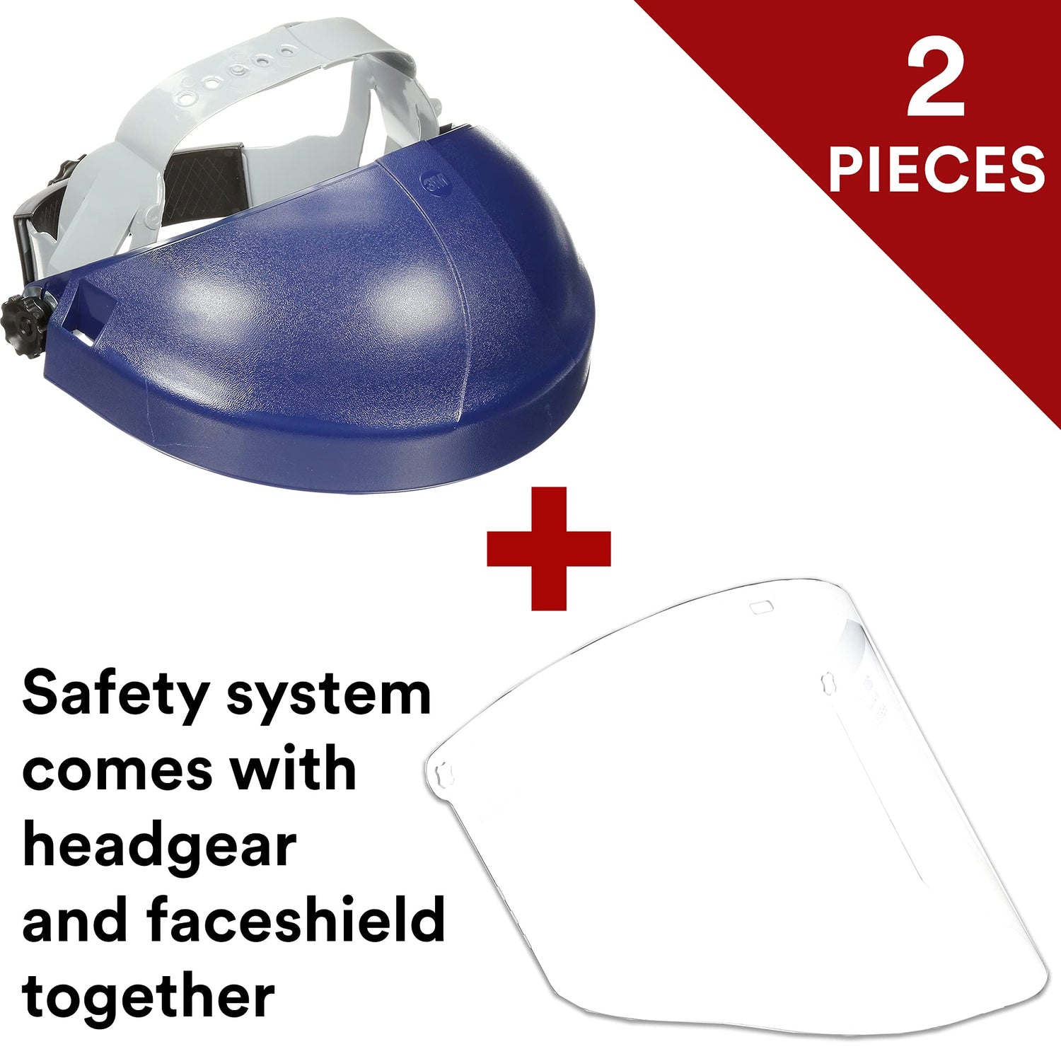 3M H8A Ratchet Headgear and Visor Combination with 3M WP96 Clear Polycarbonate Faceshield, Complete Headgear and Face Shield Safety System, ANSI Z87, 3M Personal Protective Equipment