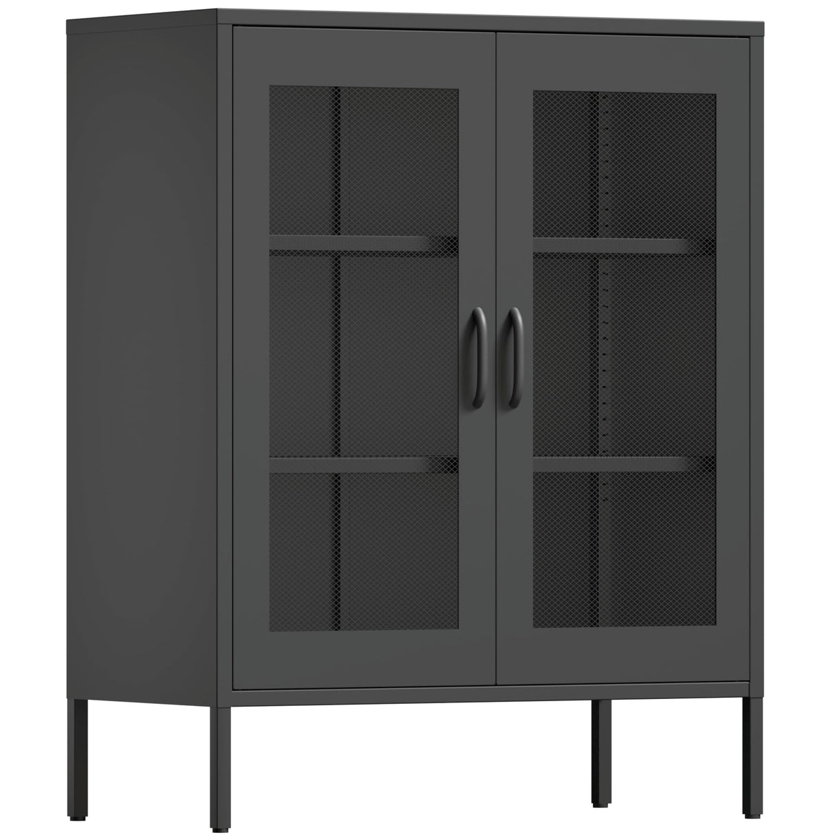 COFaR Black Metal Cabinet,Metal Locker Storage Cabinet with Mesh Doors and Shelves,3-Tier Office Cabinet,Metal Storage Cabinet,Liquor COFaR