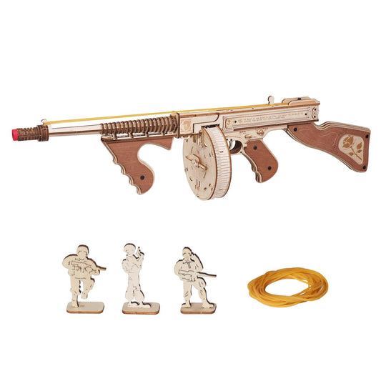 RoWood 3D Puzzle Tommy Rubber Band Gun Model Kits Wooden Puzzles for Adults Wood Building Kits Unique Gifts for Adults&Teens