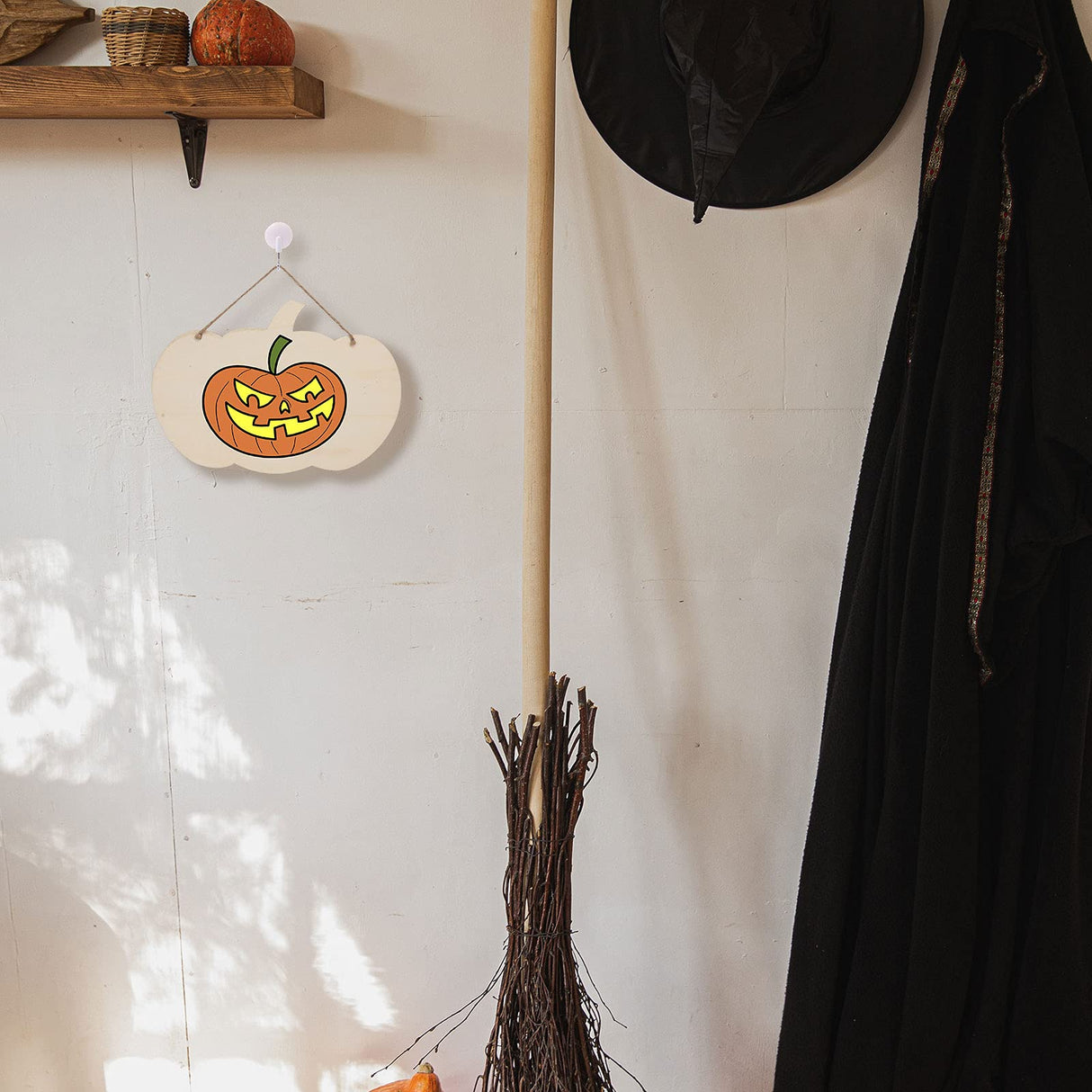 PartyKindom 2Pcs Wooden Pendant Wood Boards Unfinished Halloween Door Sign chirtmas Decor Fall Decor Wood Pumpkin Welcome Sign DIY Halloween Decor PartyKindom