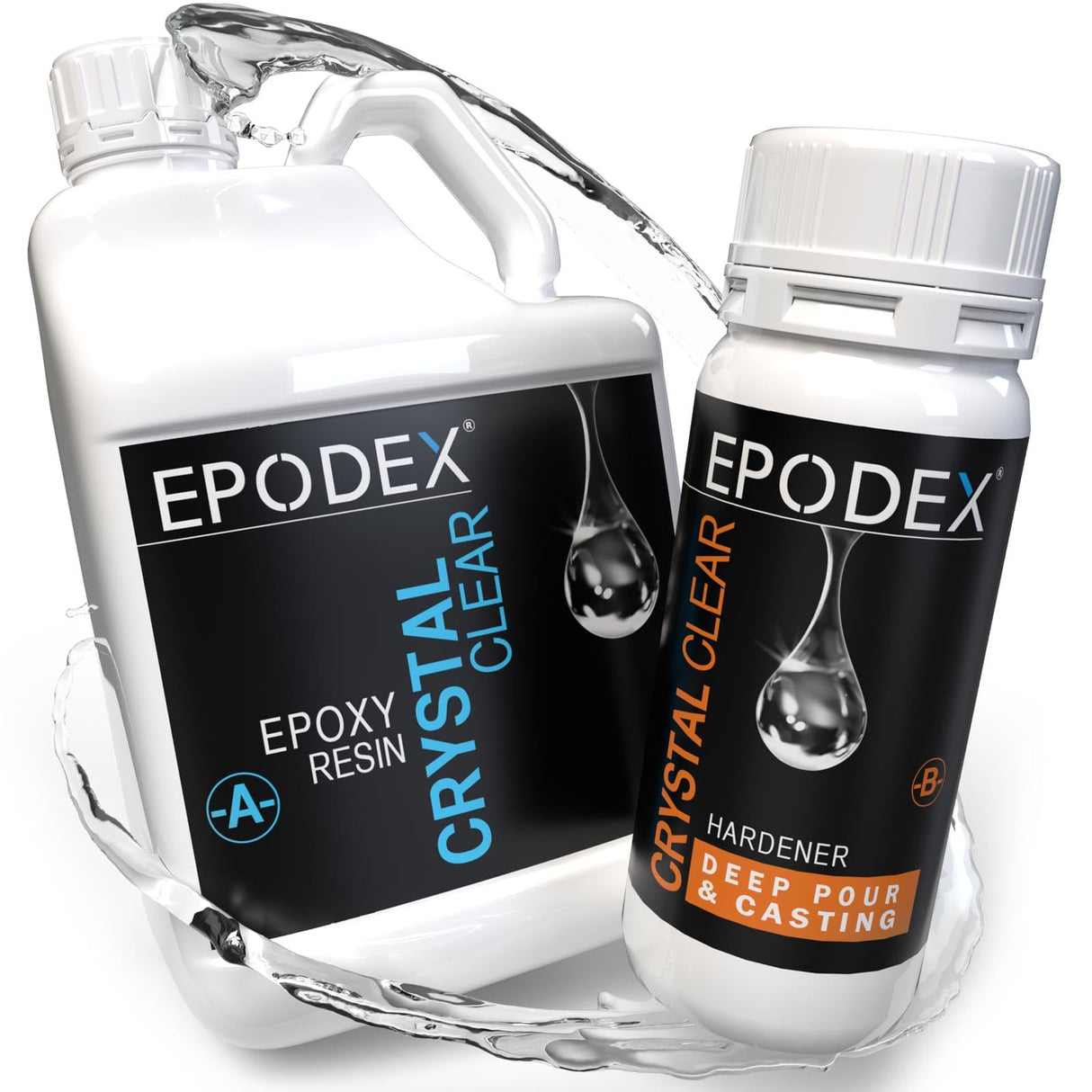 EPODEX® Deep Pour & Casting Epoxy Resin Kit Crystal-Clear & Colored, Solvent-& Bubble-Free, UV-Stabilized, Low Odor, Up To 12 Inch, River Table, Deep EPODEX