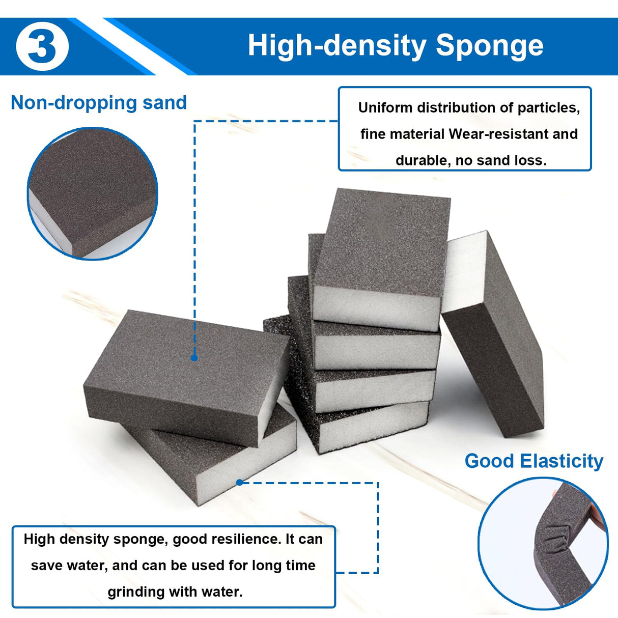 smseace 12pcs 5-Values Sanding Blocks 60/80/120/180/220 Grit Sanding Sponges Washable and Reusable Coarse/Medium/Fine/Superfine Sandpaper Block for smseace