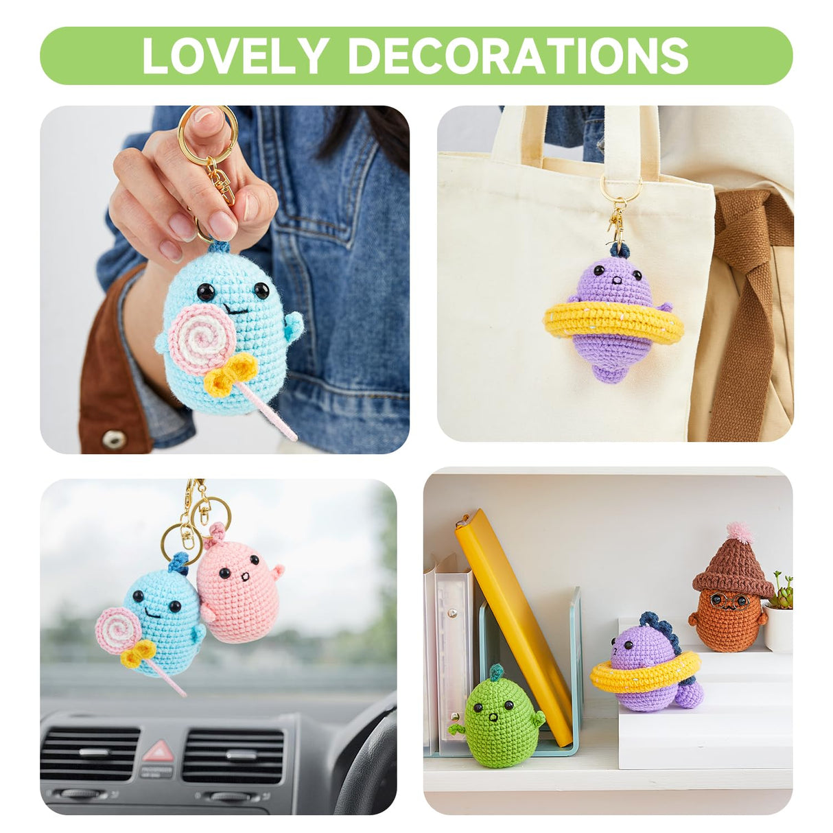 INSCRAFT Crochet Kit for Beginners, 6 Pack Dinosaurs Crochet Animal Kit,Starter Kit with Step-by-Step Video Tutorials, Learn to Crochet Kits for INSCRAFT