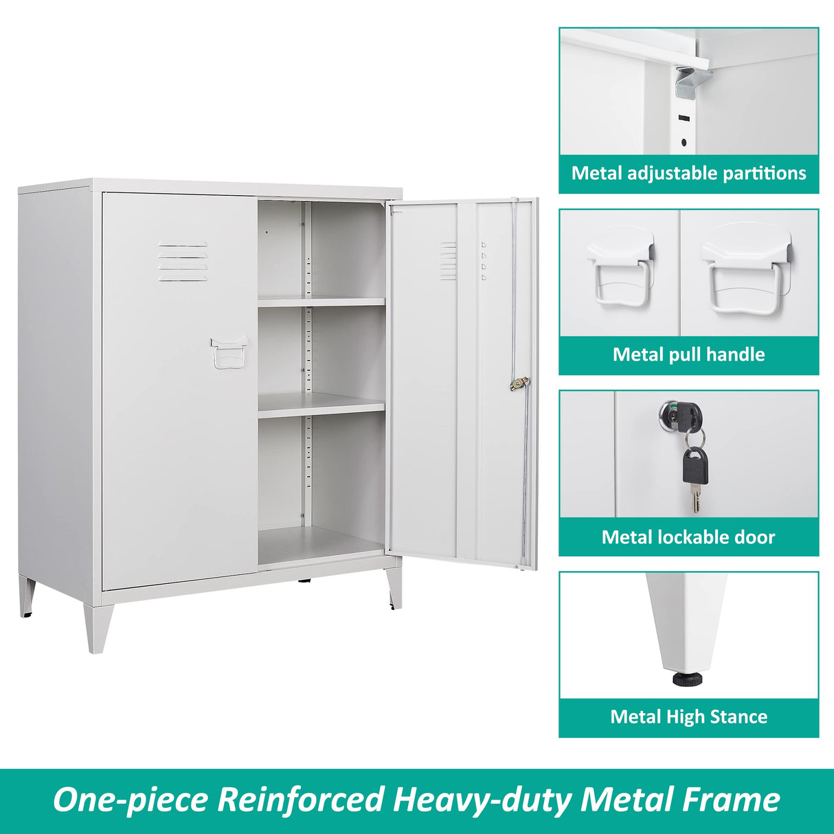 SISESOL Storage Cabinet with Doors and Shelves,40" Metal Storage Cabinet with Lock Door Adjustable Shelf,File Cabinet for Office Storage Cabinet, SISESOL