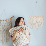 FREEBLOSS 2 Set DIY Macrame Leaf Wall Hanging Kit Macrame Feather 100M Macrame Cord and 20Pcs Wooden Beads Boho Macrame Wall Hanging Decor Macrame FREEBLOSS