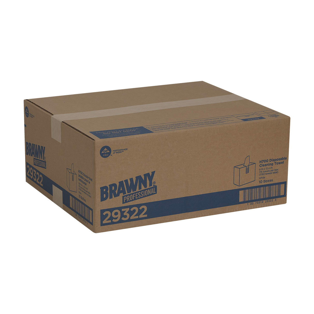 Georgia-Pacific Brawny Professional Heavyweight Disposable Shop Towels, White, 29322, 176 Towels Per Box, 10 Boxes Per Case (1760 Total) Georgia-Pacific
