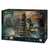 3D Puzzles for Adults - Led Pirate Ship Queen Anne's Revenge - Large 27'' Sailboat Hard Puzzles - Desk Decor House Warming Gifts New Home - CubicFun
