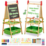 FUNLIO Kids Art Easel, 3 Height Adjustable for Kids Aged 2-8, Toddler Easel with Paper Roll, Anti-Warp & Magnetic Chalkboard/Whiteboard, All-in-One FUNLIO