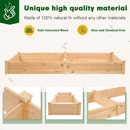 Omelaza Outdoor Wooden Raised Garden Bed Patio Planter Kit Box Grow for Deck Balcony Vegetables Flowers Gardening - Natural (8ft)