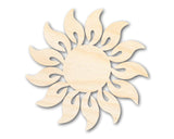 Unfinished Wood Radiant Sun Silhouette | Summer | Celestial | Craft Cutout | up to 36" 4" / 1/8" 24 Hour Crafts
