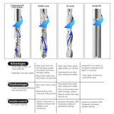 Carbide End Mills Up & Down Cut 1/8 Inch Shank,CNC Spiral Router Bits(3.175x22mm) Compression Bit 2 Flutes Milling Cutter for Engraving Milling 3D HOZLY