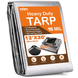 Keten Tarps Heavy Duty Waterproof 12’ X 20’, Extra Thick 16 Mil, Tear & Fade Resistant, 100% UV Blocking, Outdoor Tarp with Reinforced Grommets for Keten