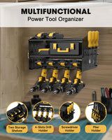 WellMall Power Tool Charging Station - 3 Layer Wall Mount Power Tool Organizer with Charging Station for Power Drill, 6AC Outlets, Great as Heavy WellMall