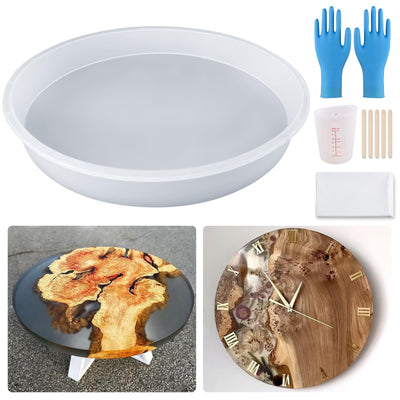 14 Inch Deep Round Large Tray Resin Mold, Silicone Molds for Epoxy Resin, for Floral Preservation,Clock,River Table, Coffee Table, Resin Art，Home