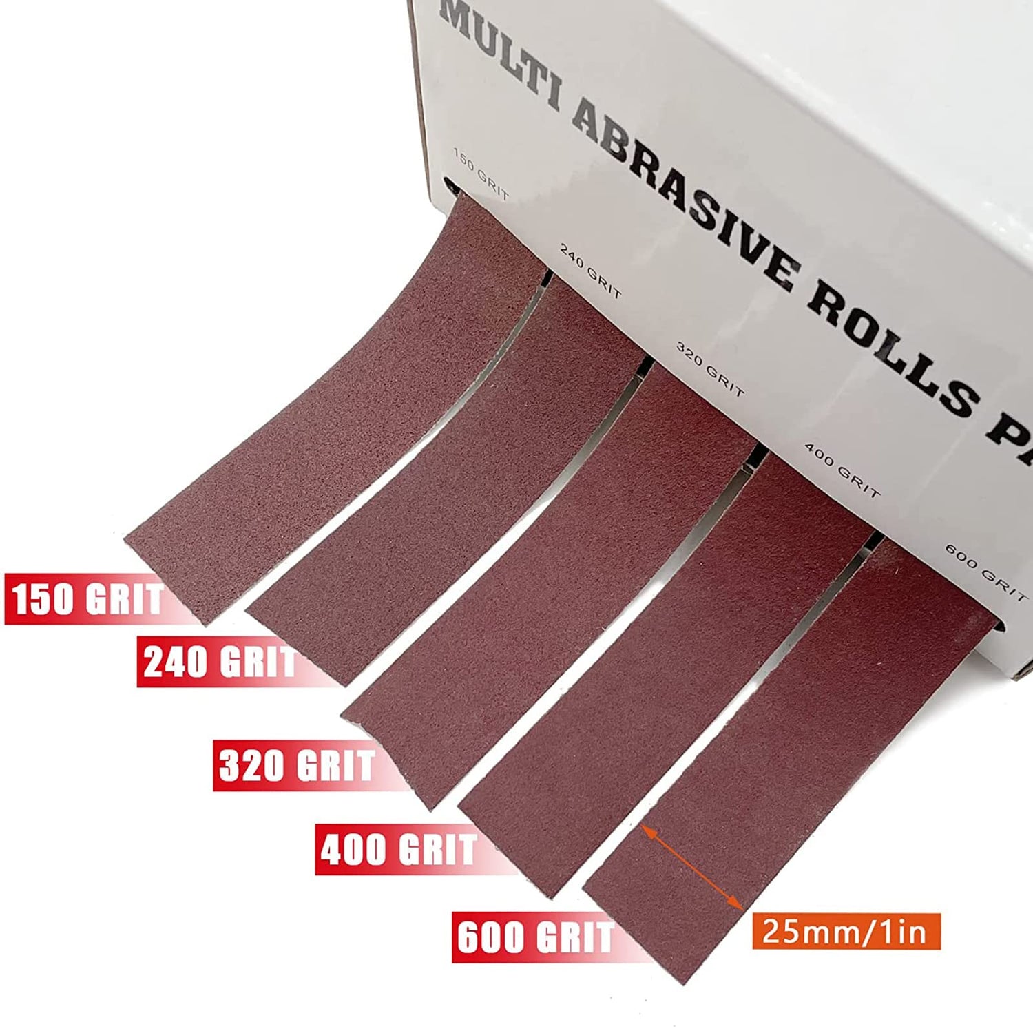 LYFJXX Emery Cloth Roll, 5 Grits Abrasive Sand Paper Set, 150 240 320 400 600 Grit Sandpaper Rolls for Wood Metal Polishing with Dispenser, Each Roll LYFJXX