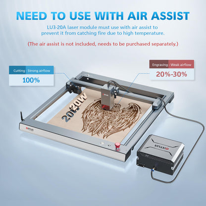 ORTUR 20W Laser Module LU3-20A, Higher Accuracy 0.08*0.08mm Compressed Spot Laser Head for All ORTUR Laser Engraver, Dual Fan Cooling, 380+ Colors On - WoodArtSupply