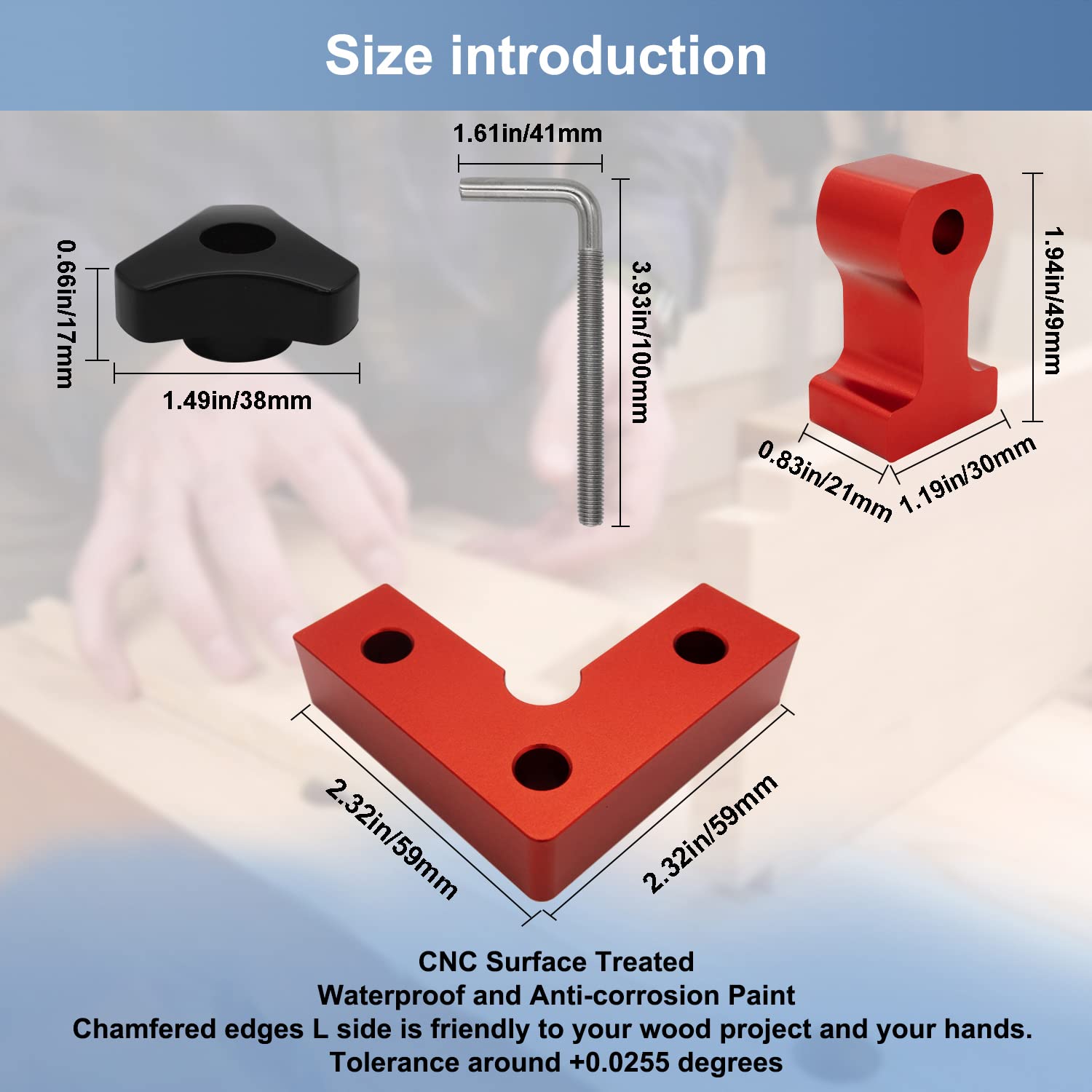 4-Pack Corner Clamps 90 Degree, 2.32"x2.32" Mini Aluminum Alloy Right Angle Clamps, Woodworking Positioning Squares for Cabinets, Drawers, Tables, ViewReal