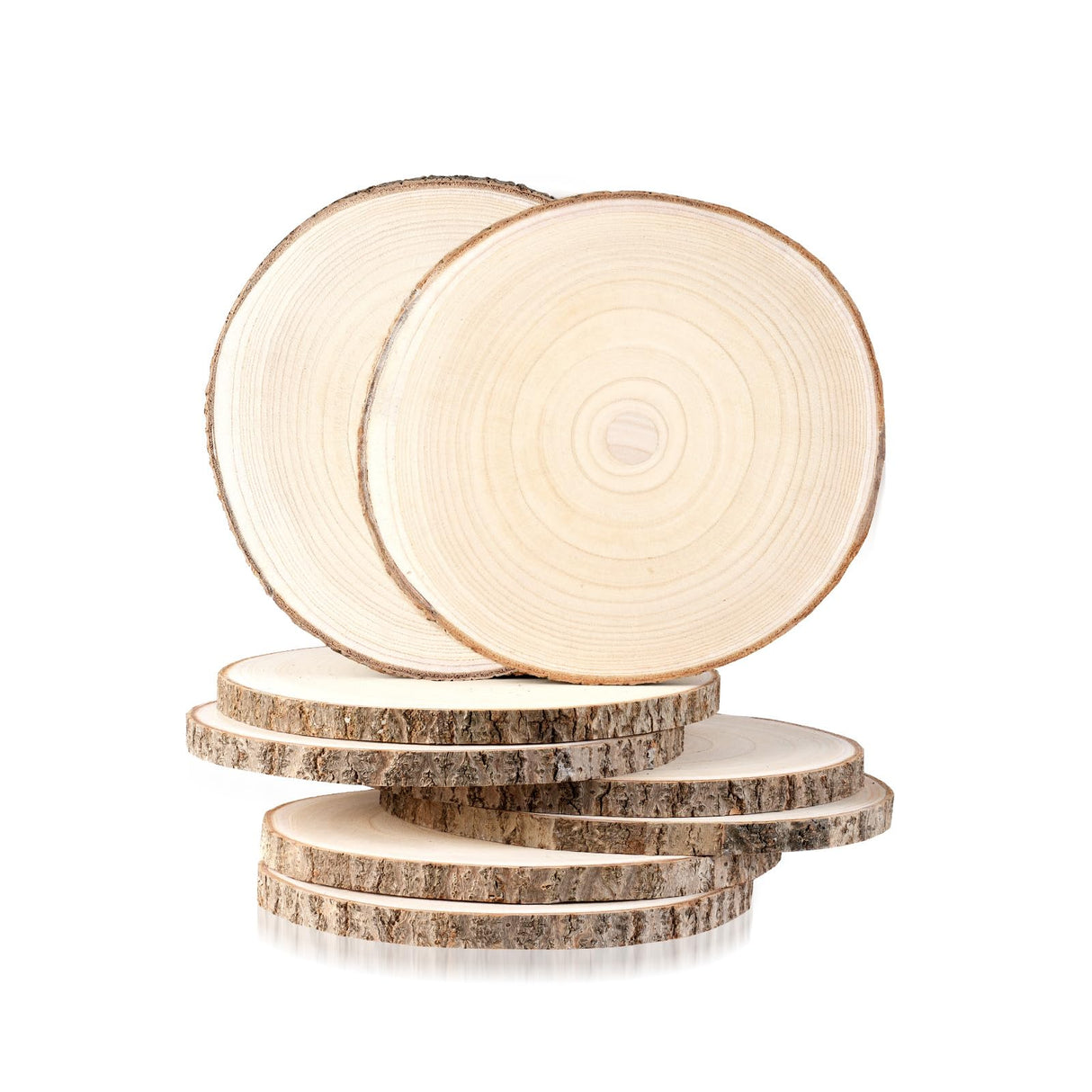 Wood Slices 8 Pack 9-10 Inch Large Wood Rounds Unfinished Wood Slices for Centerpieces, Wood Ornaments,Wood Chargers,Wood Slices forTables BeNiNat