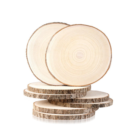 Wood Slices 8 Pack 9-10 Inch Large Wood Rounds Unfinished Wood Slices for Centerpieces, Wood Ornaments,Wood Chargers,Wood Slices forTables BeNiNat