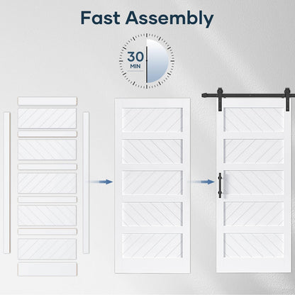 EaseLife 42in x 84in White Barn Door with 7 FT Sliding Door Hardware Track Kit Included,Solid MDF Wood Slab Covered with Water-Proof & - WoodArtSupply