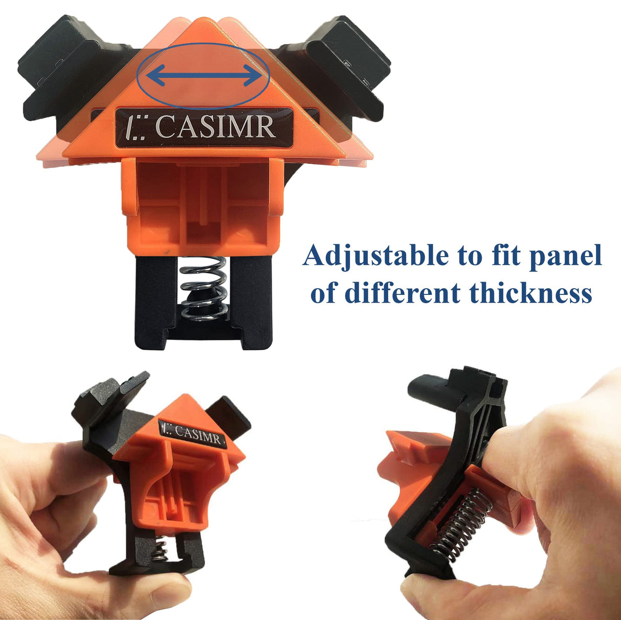 C CASIMR 90 Degree Corner Clamp, 4PCS Adjustable Single Handle Spring Loaded Right Angle Clamp,Swing Woodworking Clip Clamp Tool C CASIMR