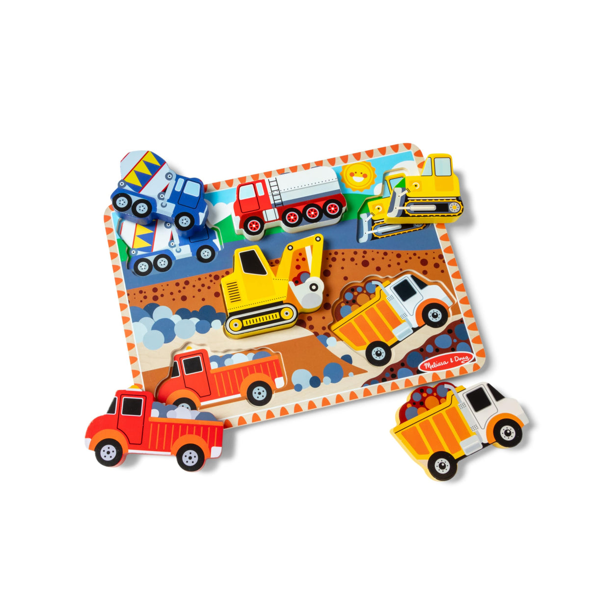 Melissa & Doug Construction Vehicles Wooden Chunky Puzzle (6 pcs), Multicolor, 11.95 x 8.95 x 1.0 Melissa & Doug