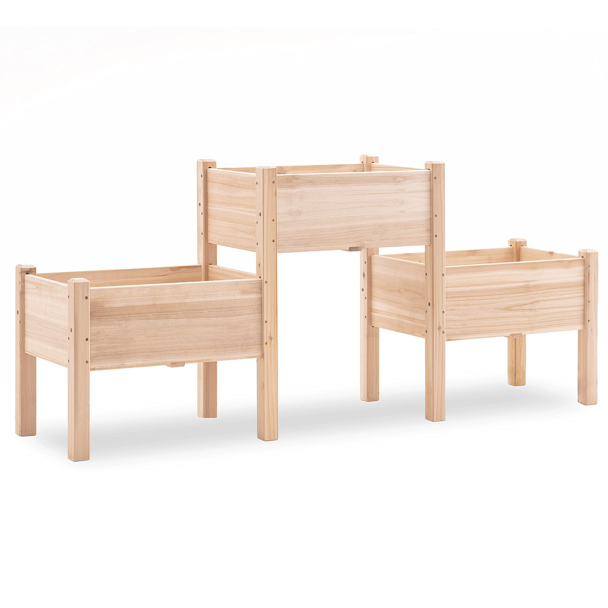 mcombo Raised Garden Bed, 3 Tier Outdoor Wood Elevated Planter Box Kit, Raised Garden Boxes for Vegetables, Herb and Flowers, 72" x 17.7" x 31.5", mcombo