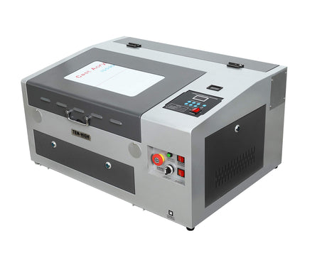 TEN-HIGH CO2 Engraving Machine 40W 300x400mm Laser Engraving Machine with Exhaust Fan USB Port, Standard Version Grey TEN-HIGH