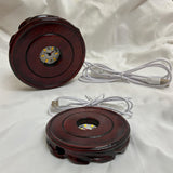 Voaesdk Root Carving Wooden Light Display Base 4.5 Inch Round Wood LED Lighted Stand Base Crystal Display Pedestal for 3D Crystal Figurine Glass Voaesdk