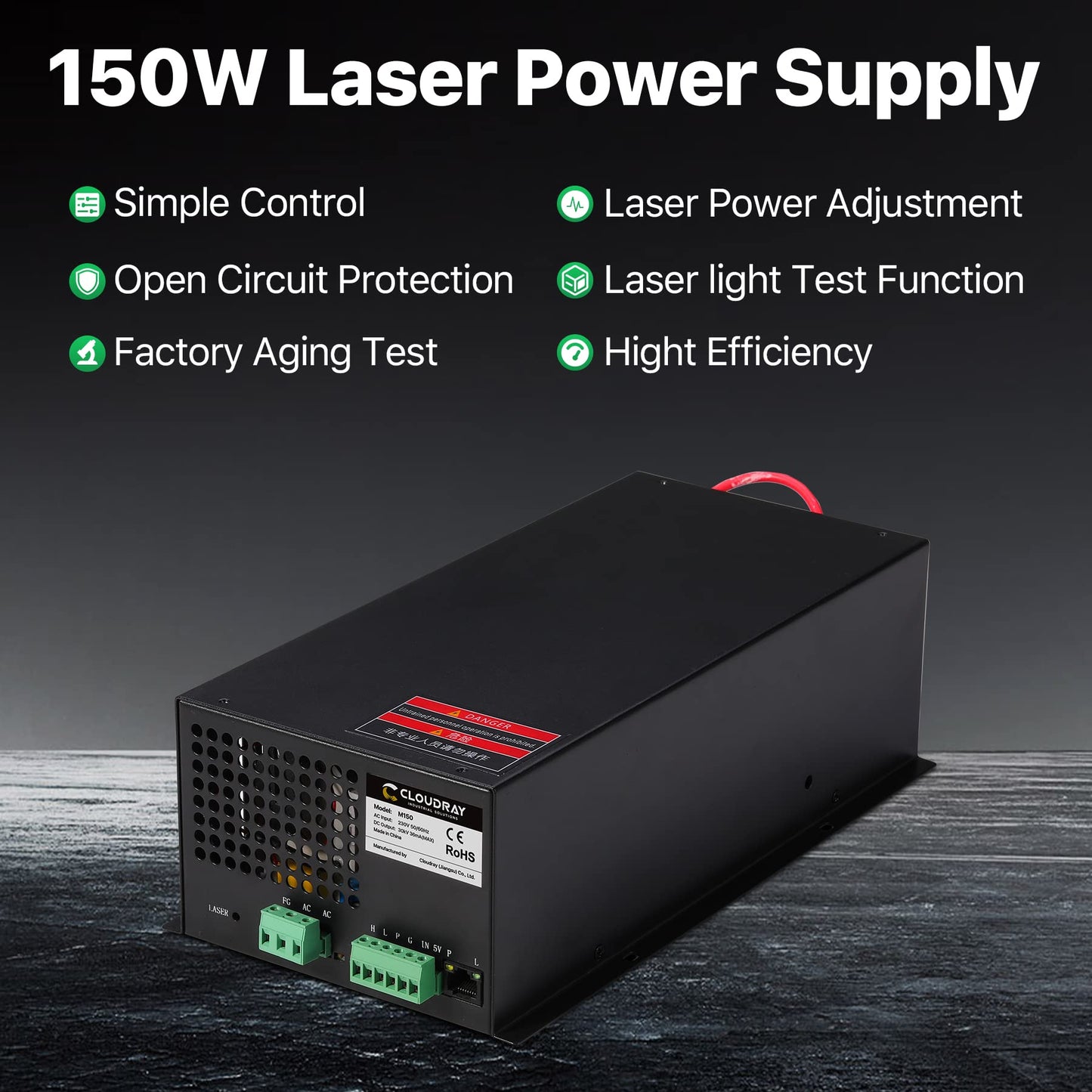 Cloudray 150W CO2 Laser Power Supply 220V for CO2 Laser Engraver Cutter M150 (Updated MYJG150) - WoodArtSupply