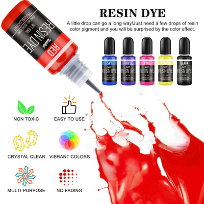 Epoxy Resin Pigment - 30 Colors Concentrated Liquid Epoxy Resin Dye, Translucent Resin Colorant for Resin Coloring, DIY Resin Jewelry Making, Paint, - WoodArtSupply