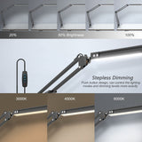 LED Desk Lamp,Adjustable Swing Arm Desk Lamp with Clamp,Dimmable Desk Light Eye-Care Table Light, Memory Function, 3 Color Modes, 10-Level Brightness Beetwo