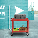 TCE Service Utility Cart Heavy Duty 2 Shelf Tier 300 LBs Rolling Trolley Storage Organizer for Garage Warehouse Workshop, APTC304U , Red TCE