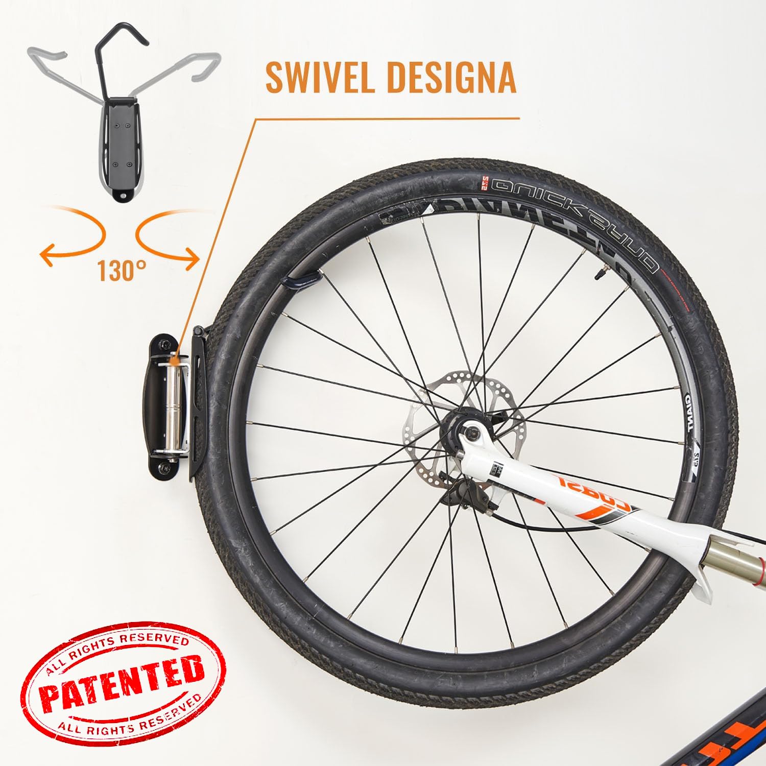 Wallmaster Swivel Double Bearing Design Bike Rack, Wall Mount Bicycles 2-Pack Storage System Vertical Bike Hook for Indoor/Outdoor Wallmaster