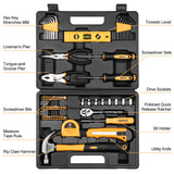 DEKOPRO 65 Pieces Tool Set General Household Hand Tool Kit with Storage Case Plastic ToolBox DEKOPRO