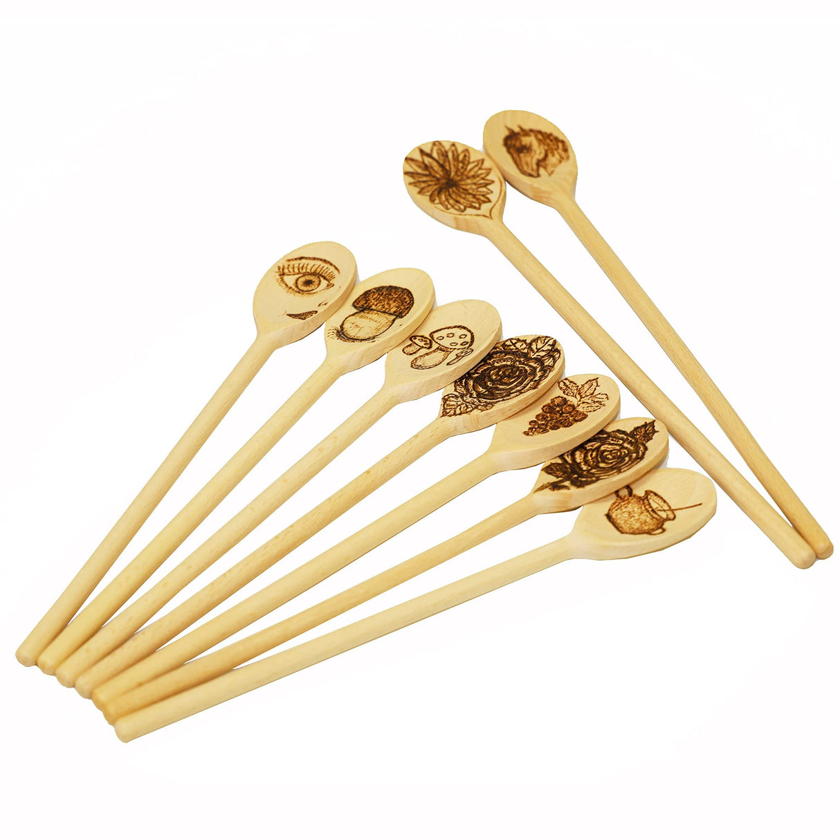 BICB Oval Wooden Spoons for Cooking, Pack of 6 (12-Inch Long) Solid Natural Beechwood Cookware for Stirring, Mixing, Tasting, Serving Food, Craft, BICB