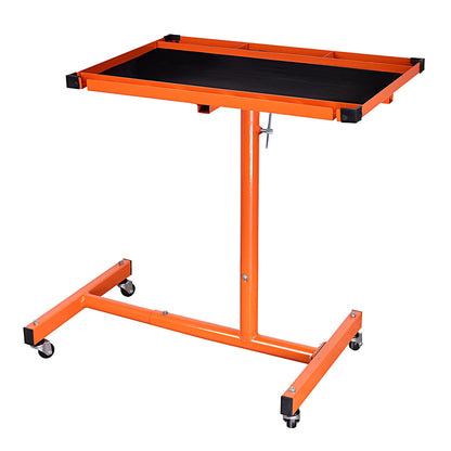 Eisen ET018 Mechanics Rolling Work Table, Adjustable Mobile Tray Table for Shop, Garage, DIY. Tool Tray Cable With Wheels. 220 lb. Capacity, orange - WoodArtSupply