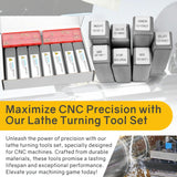 JOOGTO Indexable Lathe Turning Tool 21Pcs Kit 3/8'' 10mm Shank 7Pcs Metal Lathe Tools Holder Set with 14Pcs Turning Inserts for Turning Grooving Joogto