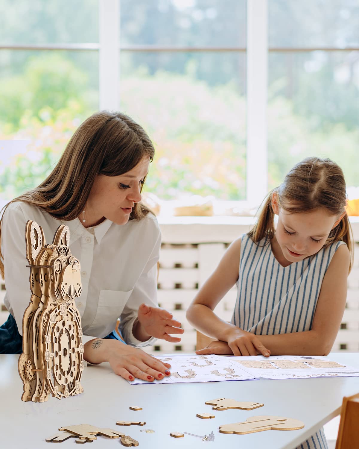 Mechanical Bulldog Clock Model - 3D Wooden Puzzle Kit for Adults and Kids Jigtoy