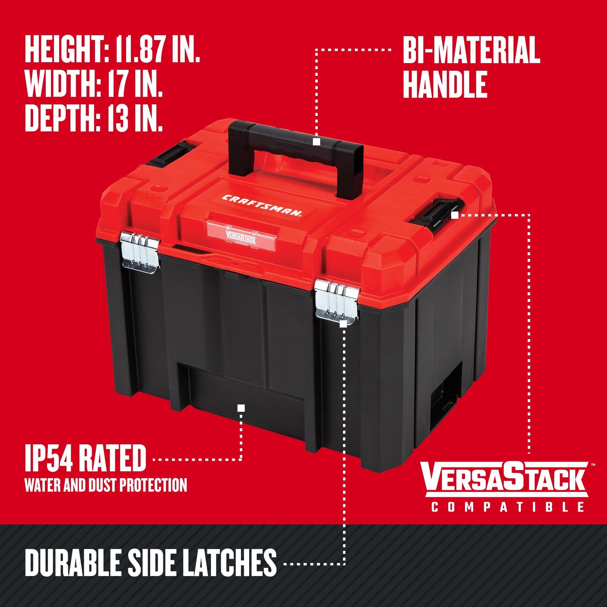 CRAFTSMAN VERSASTACK Deep Tool Box, Lockable, 17-in. (CMST17825) - WoodArtSupply