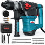 ENEACRO 1-1/4 Inch SDS-Plus 12.5 Amp Heavy Duty Rotary Hammer Drill, Safety Clutch 3 Functions with Vibration Control Including Grease, Chisels and ENEACRO