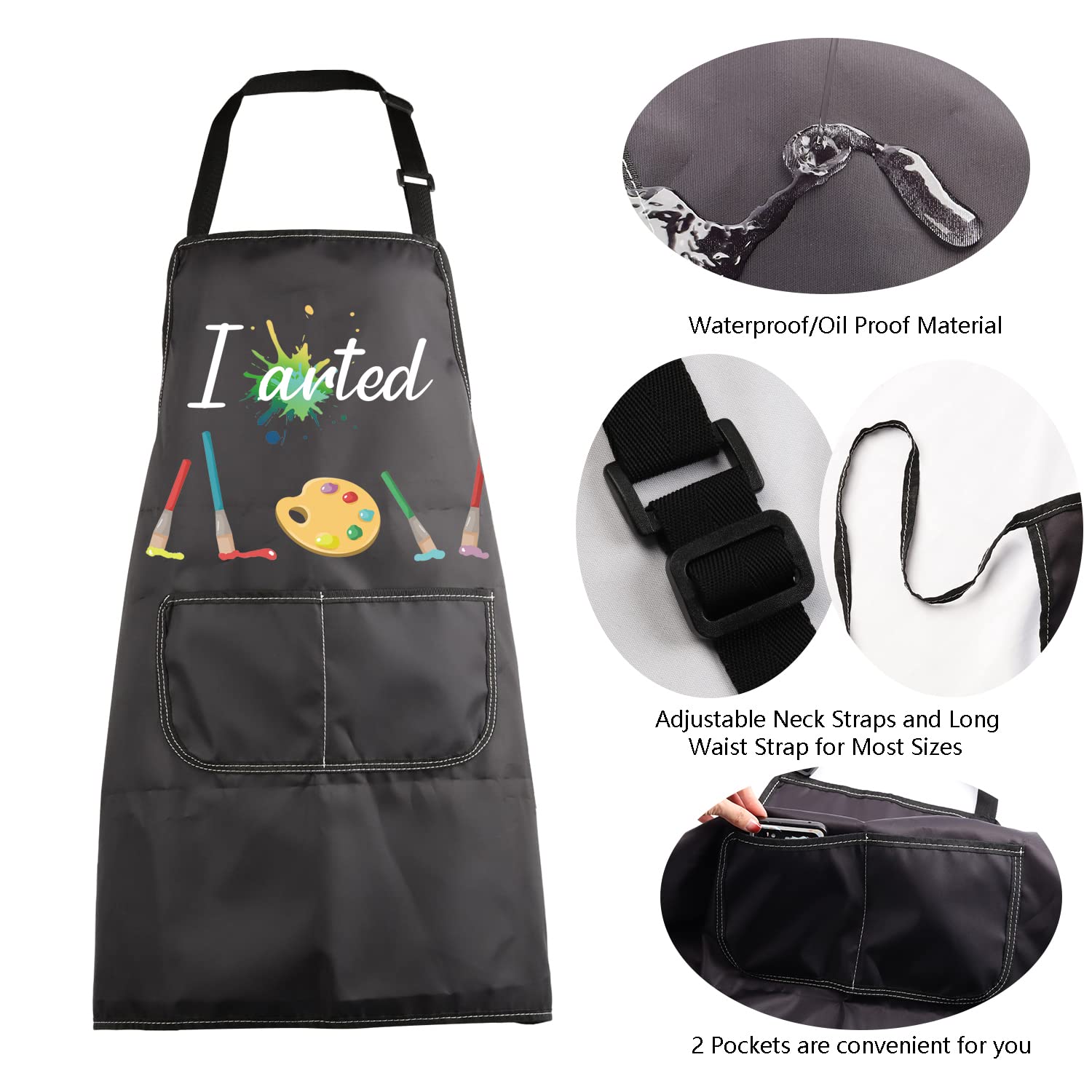MBMSO Painting Artist Apron I Arted Apron Artist Painter Gifts Funny Art Teacher Student Gifts Apron Paint Lovers Gifts (I Arted Apron-black) MBMSO