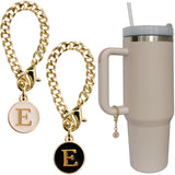 Wabogove Letter Charm Accessories for Stanley Cup 2PCS Initial Name ID Personalized Handle Charm for Stanley Tumbler (E) Wabogove