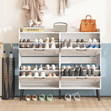 Maupvit Large Shoe Cabinet with 4 Flip Drawers, Freestanding Shoe Cabinet Organizer with Metal Drawer Bracket, Shoes Storage Cabinet for Entryway, Maupvit